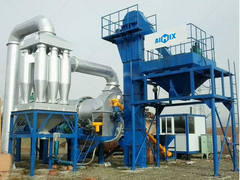 Continuous asphalt batch plant type on site